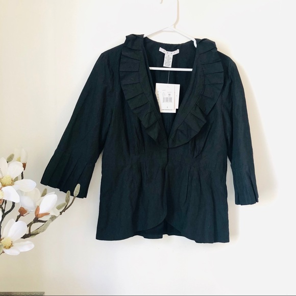 NWT CAbi crinkle ruffle blazer - Picture 2 of 8